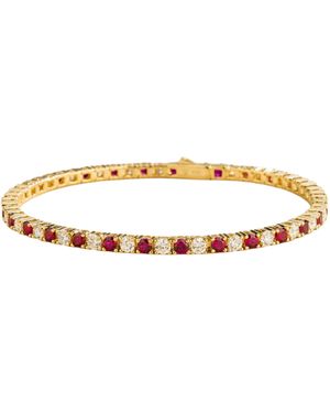 Juvetti Ciclo Tennis Bracelet Set With Ruby & Diamond - Metallic