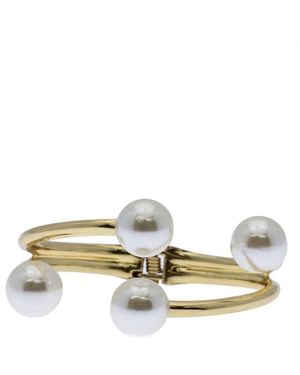 Saachi Hinged Pearl Cuff Bracelet - Metallic