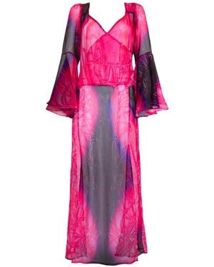 Paloma Lira Cherry Crystal Chiffon Dress - Pink