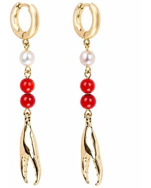 Kirei Gades Xl Bamboo Coral & Pearl Statement Earrings - Red