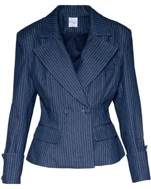 Ofuure Denim Pinstripe Kaia Blazer - Blue