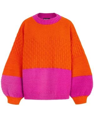 Cara & The Sky Taz Colour Block Balloon Sleeve Jumper - Pink