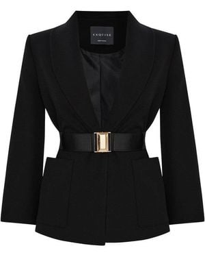 Exquise Armida Belted Jacket – - Black