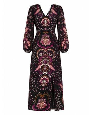 Rose & Nancy Annaline Print Midi Dress - Red