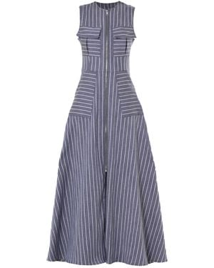 Metamorph Long Denim Striped Dress - Purple
