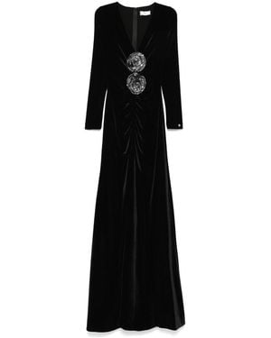 Nissa Sequin-Embellished Velvet Midi Dress - Black