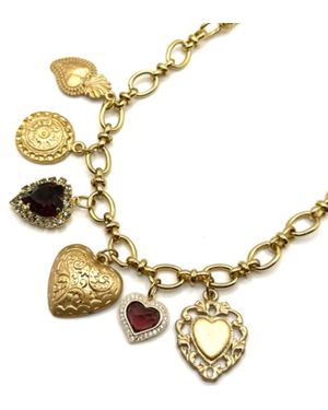 Achala Handcrafted Neutrals Vintage Heart-Toned Charm Necklace - Metallic