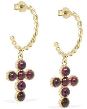 Vintouch Italy Hope-Plated Rhodolite Hoop Earrings - Metallic