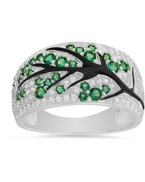 Kylie Harper Sterling Tree Of Life Statement Ring - Green