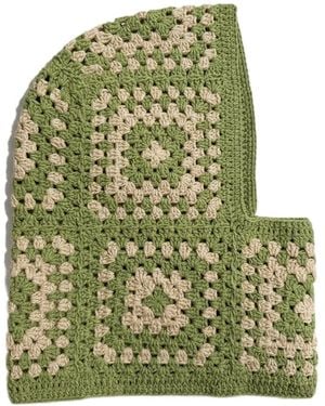 Ana Chic Sage Granny Square Handmade Crochet Balaclava - Green