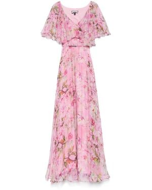 Nissa Ruffled Silk Midi Dress - Pink