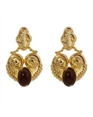 Caramel Vintage Jewellery Disco Earrings With Accent - Metallic