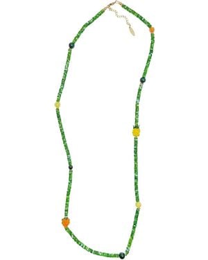 Farra Colorful Gemstone And Fruit Charms Adorned Shell Necklace - Blue
