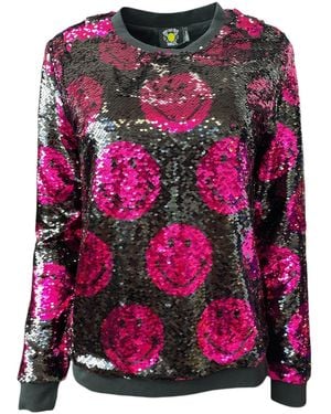 Any Old Iron Smiley Flip Sequin Sweatshirt - Pink