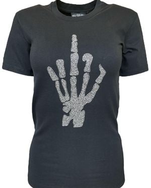 Any Old Iron Beaded Skull Finger T-Shirt - Black