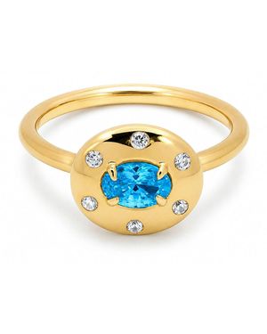 Belinda Jewelz Swiss Oval Birthstone & Accent Stone Ring - Blue