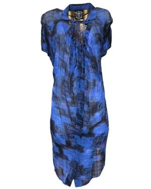Any Old Iron Girls Girls Girls Shirt Dress - Blue