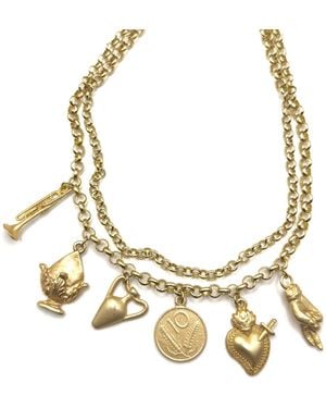 Achala Handcrafted Mediterranean Heritage Charm Necklace - Metallic