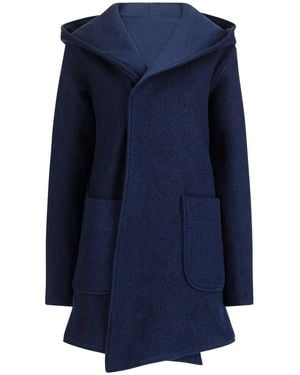 Nikka Place Hooded Wool Midi Cardigan With Pockets - Blue