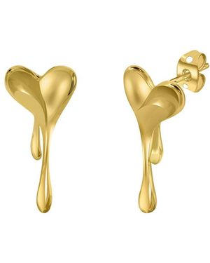 Lunaya Jewelry Heart Melting Motif Earrings - Metallic