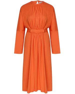 NAZLI CEREN Martha Open Back Cotton Dress In Orange