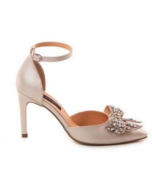 The 5Th Element Neutrals Pearl Ivory Crystal Bow Stiletto - Pink