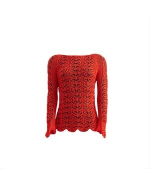 Suel knitwear Long-Sleeved Twin-Lace Jumper Coral - Red