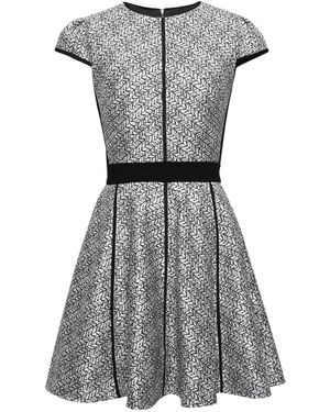 Smart and Joy Fit-And-Flare Printed Suede Dress - Gray