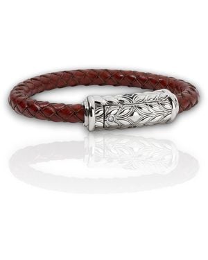 Daneila Léon Sterling Leather Bracelet With Diamonds - Brown