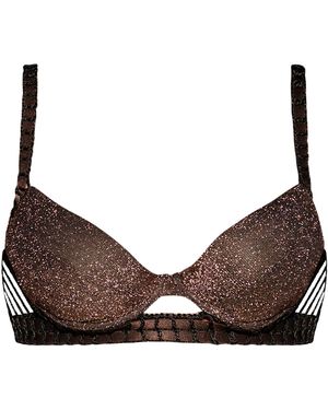 Luxsea Swimwear Maui Lurex Crochet Push Up Bikini Top - Brown