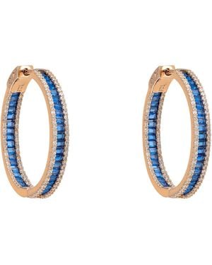 LÁTELITA London Rose Baguette Hoop Earrings Sapphire Rosegold - Blue