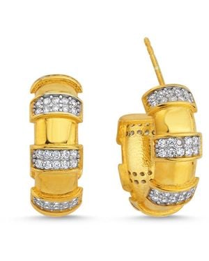 LINYA JEWELLERY Lili Stone Hoop Earrings - Metallic