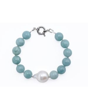 Silver Moon Sterling Bracelet Whisper With Light Gemstones And Baroque Pearl - Blue