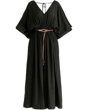 Paisie Sparkled Wide Leg Jumpsuit With Belt - Black