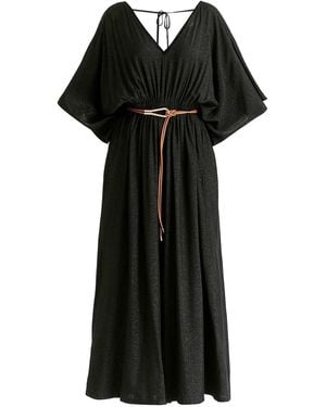 Paisie Sparkled Wide Leg Jumpsuit With Belt - Black