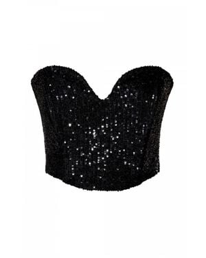 AGGI by HALEWSKI Lara Obsidian Sequined Corset - Black