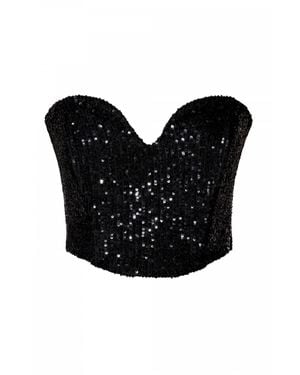 AGGI by HALEWSKI Lara Obsidian Sequined Corset - Black