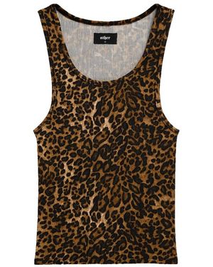 Other Dark Leopard Print Cropped Beater - Brown