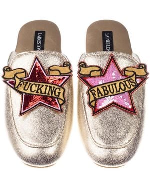 Laines London Classic Mules With & Fucking Fabulous Brooches - Pink