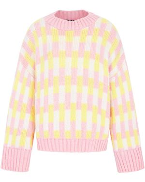 Cara & The Sky Charlotte Geometric Pattern Wide Sleeve Knit Sweater - Yellow