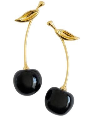 POPORCELAIN Porcelain Black Cherry Earrings - Metallic