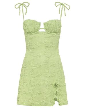 Montce Avo Floral Petal Short Slip Dress - Green
