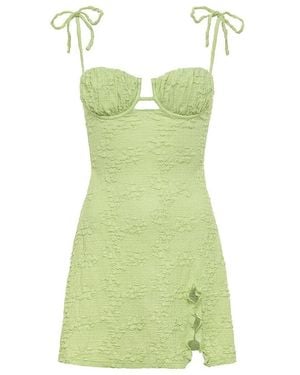 Montce Avo Floral Petal Short Slip Dress - Green
