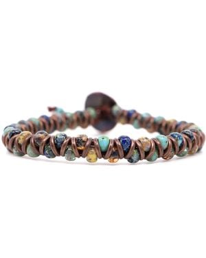 Shar Oke Czech Picasso & Leather Bracelet - White