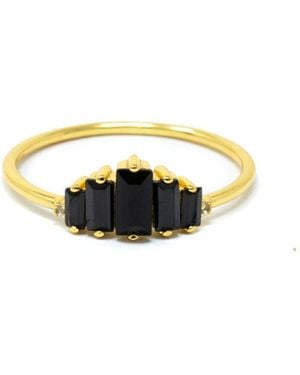 NASI SILVER Aaliyah Baguette Ring- Onyx - Black