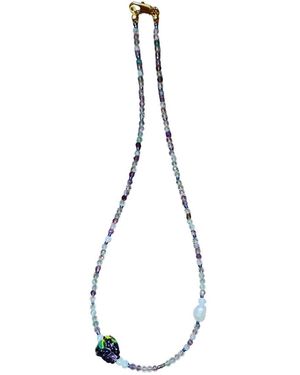 Desert Lobby Blackberry Jam – Handmade Delicate Beaded Neklace With Murano Fruit Figure, Gemstone & Pearl - Metallic