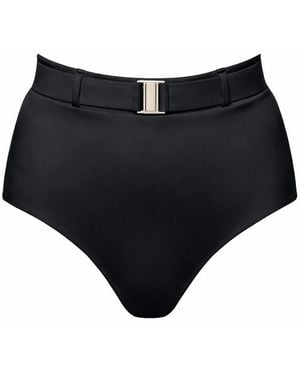 Chaude Swimwear Bowie Belted High Waist Bikini Bottoms - Black