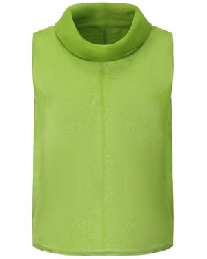 FRONT ROW SHOP Silk Organza Turtleneck Top Ivy - Green