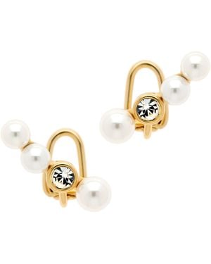 Emma Holland Jewellery Pearl & Crystal Clip Ear Climber - Metallic