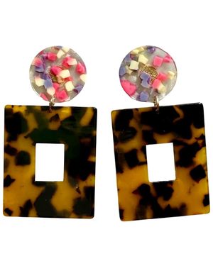 CLOSET REHAB Tortoiseshell Confetti Circle Drop Earrings - Pink